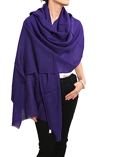 Prettystern Extra Großer Damen Stola fein weich XXL Pashmina-Schal 100% Wolle Umschalgtuch Schulter-Tuch Wollschal - Violett von Prettystern