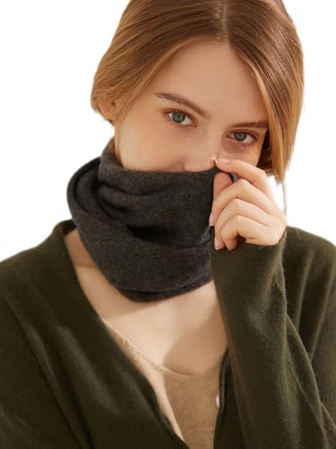 Prettystern Damen Kaschmir Loop Schal Strick-Schal Winter Cashmere Schlauch-Schal gestricktes Halstuch dunkel-grau Anthrazit von Prettystern