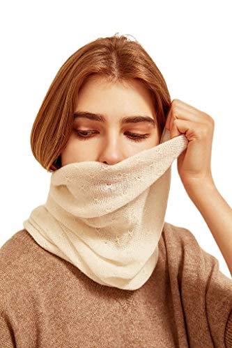 Prettystern Damen Kaschmir-Wolle warm Loop strick Schal Winter Cashmere Halstuch Schlauch-Tuch Rundschal Rund-Halstuch Creme-Weiß von Prettystern