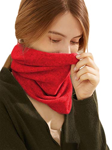 Prettystern Damen Kaschmir-Wolle Loop Schal feinstrick Schal Winter Cashmere Schlauch-Schal Rundschal Halstuch Rot von Prettystern