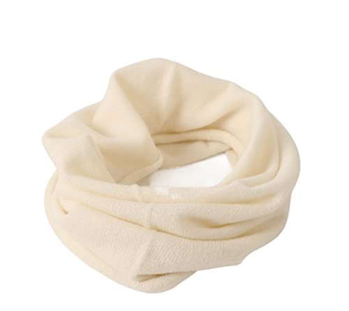 Prettystern Damen Herren Kaschmir Loop Schal Cashmere Schlauchschal feinstrick Schal Halstuch Winter Woll-Weiß Creme-Weiß von Prettystern