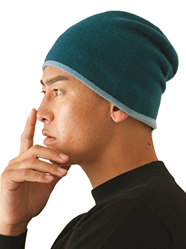 Prettystern Wendemütze Für Herren Damen Beanie Kaschmir-Mütze Cashmere 2-farbig 2-lagig blau KM02 von Prettystern