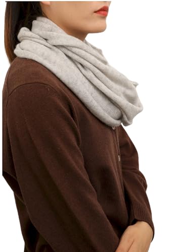 Prettystern XL 100% Kaschmir-Wolle winter Loop-Schal Cashmere Strick-Schal Rund-Halstuch Damen Herren Schlauch-Schal hell-grau von Prettystern