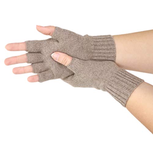 Prettystern Herren Kaschmir-Wolle Halbfinger kurzfingerhandschuhe fingerlose Fingerlinge-Handschuhe Pulswärmer Hand-Stulpen Braun von Prettystern