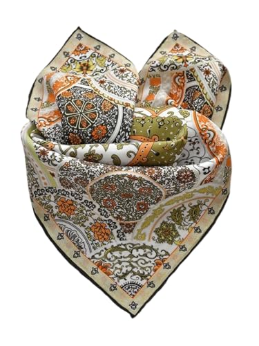 Prettystern Unisex handrolliertes SeidenHalstuch Seide Nickituch Bandana Stirntuch kleines Seidentuch für Damen Herren 04B Golden Weiß von Prettystern