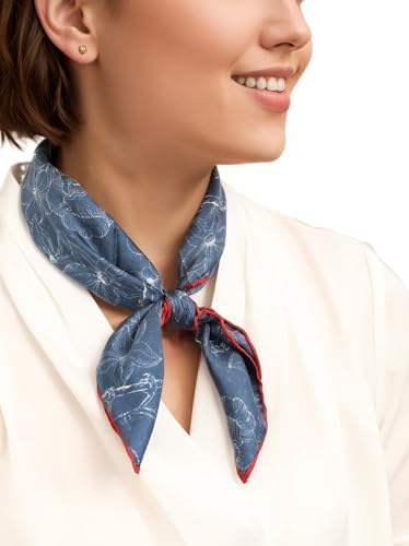 Prettystern Unisex handrolliertes SeidenHalstuch Seide Nickituch Bandana Stirntuch kleines Seidentuch für Damen Herren 09 Blau von Prettystern