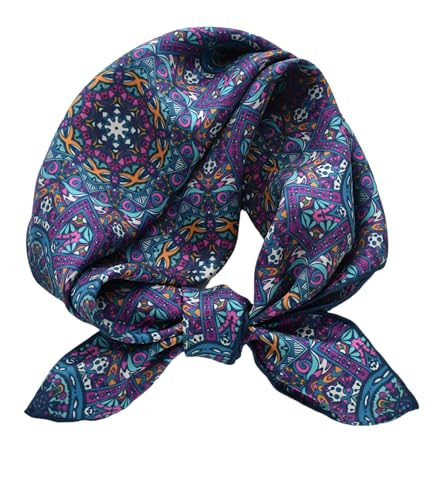 Prettystern Unisex handrolliertes SeidenHalstuch Seide Nickituch Bandana Stirntuch kleines Seidentuch für Damen Herren 10 Lila Gold blau von Prettystern