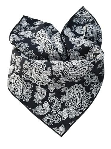 Prettystern handrolliertes Halstuch Damen Herren unisex 100% Seide Bandana Nickituch Sommer kleines Seiden-Tuch 11 Schwarz weiß von Prettystern