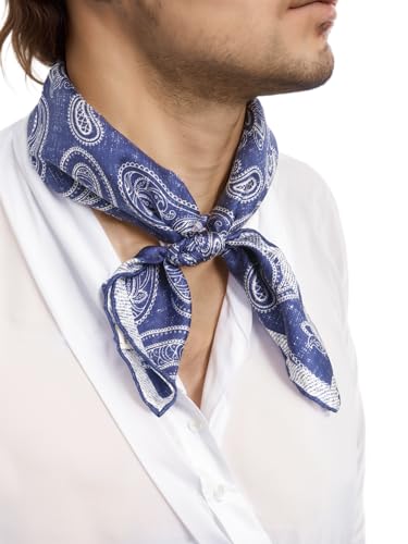 Prettystern handrolliertes Halstuch Damen Herren unisex 100% Seide Bandana Nickituch Sommer kleines Seiden-Tuch 13B Blau von Prettystern