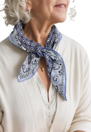 Prettystern Unisex handrolliertes SeidenHalstuch Seide Nickituch Bandana Stirntuch kleines Seidentuch für Damen Herren 15 Blau von Prettystern