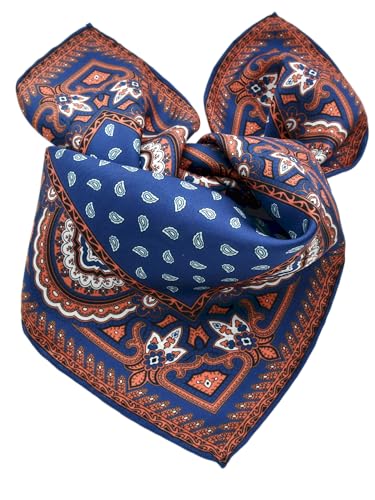 Prettystern handrolliertes Halstuch Damen Herren unisex 100% Seide Bandana Nickituch Sommer kleines Seiden-Tuch 16 Braun Blau von Prettystern