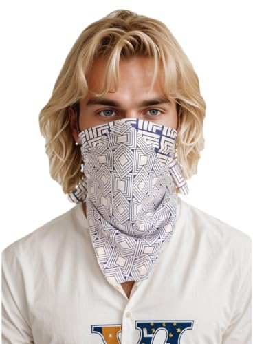 Prettystern handrolliertes Halstuch Damen Herren unisex 100% Seide Bandana Nickituch Sommer kleines Seiden-Tuch 18 Weiß Blau von Prettystern