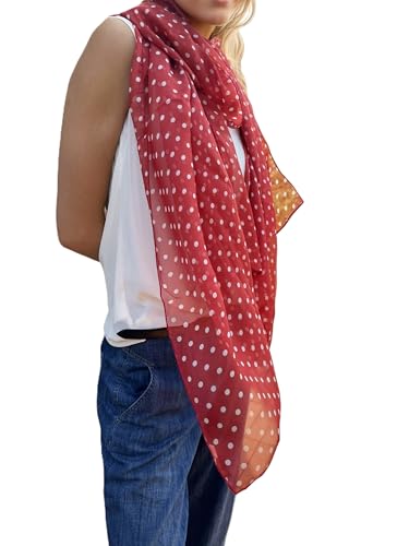 Prettystern Damen Sommer-Tuch Chiffon Seiden-Schal Polka Dots Punkte gepunktet Silk Scarf - 200/65 Rot von Prettystern