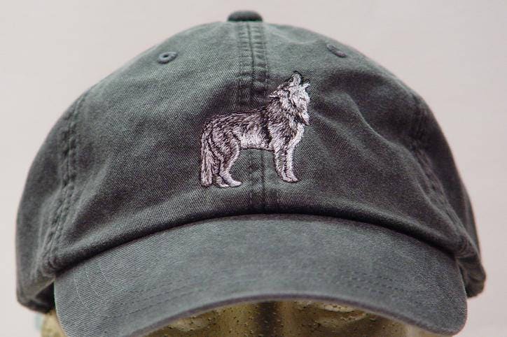 Grau Wolf Hat - Gestickte Männer Frauen Wildlife Baseballmütze Preis Stickerei Bekleidung 24 Farbe Mama Papa Grau Holz Wölfe Packs Geschenk Caps von priceapparel