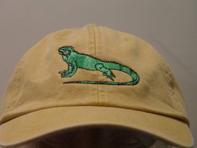 Iguana Eidechse Reptile Hut - Eine Bestickte Herren Damen Wildkappe Preis Stickerei Bekleidung 24 Farben Mama Papa Geschenk Haustiermützen Erhältlich von priceapparel