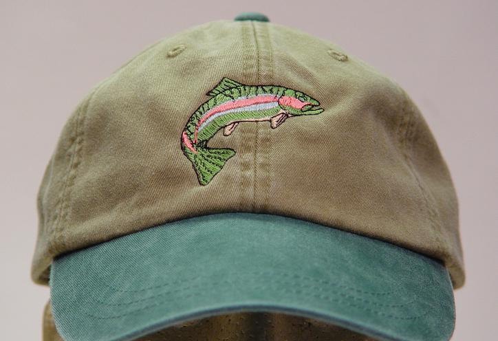 Regenbogen Forellen Hut - Eine Gestickte Männer Frauen Fisch Wildtier Kappe Preis Stickerei Bekleidung 6 Zweifarbige Farbe Erwachsene Mama Papa von priceapparel