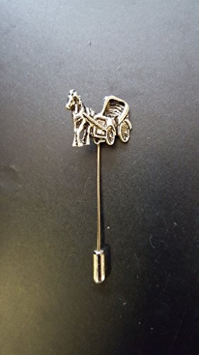 CH152 Krawattennadel mit Pferde- und Kutschen-Motiv, Zinn von prideindetails