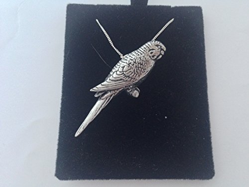 Prideindetails B41 Halskette mit Wellensittich-Anhänger aus echtem 925er Sterlingsilber, handgefertigt, 40,6 cm lange Kette, mit Geschenkbox von prideindetails
