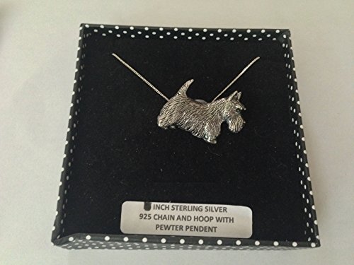 Prideindetails D18 Scottish Terrier Anhänger, echtes 925 Sterlingsilber, handgefertigt, 50,8 cm lange Kette, mit Geschenkbox von prideindetails