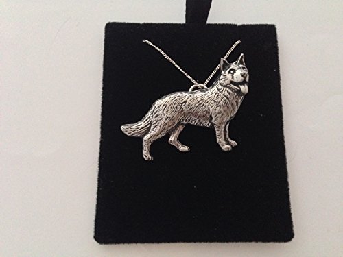 Prideindetails D2 Schäferhund Anhänger aus echtem 925er Sterlingsilber, handgefertigt, 40,6 cm lange Kette, mit Geschenkbox von prideindetails