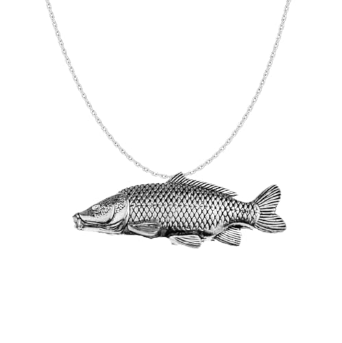 Prideindetails F35 Karpfen Anhänger, echtes 925 Sterlingsilber, handgefertigt, 45,7 cm lange Kette, mit Geschenkbox Prideindetails F35 Karpfen Anhänger, echtes 925 Sterlingsilber, handgefertigt, 45,7 cm lange Kette, mit Geschenkbox von prideindetails