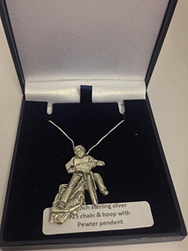 Speedway Bike Sport PP-T03 Emblem aus englischem Zinn auf einer Halskette aus 925er Sterlingsilber, 76,2 cm von prideindetails