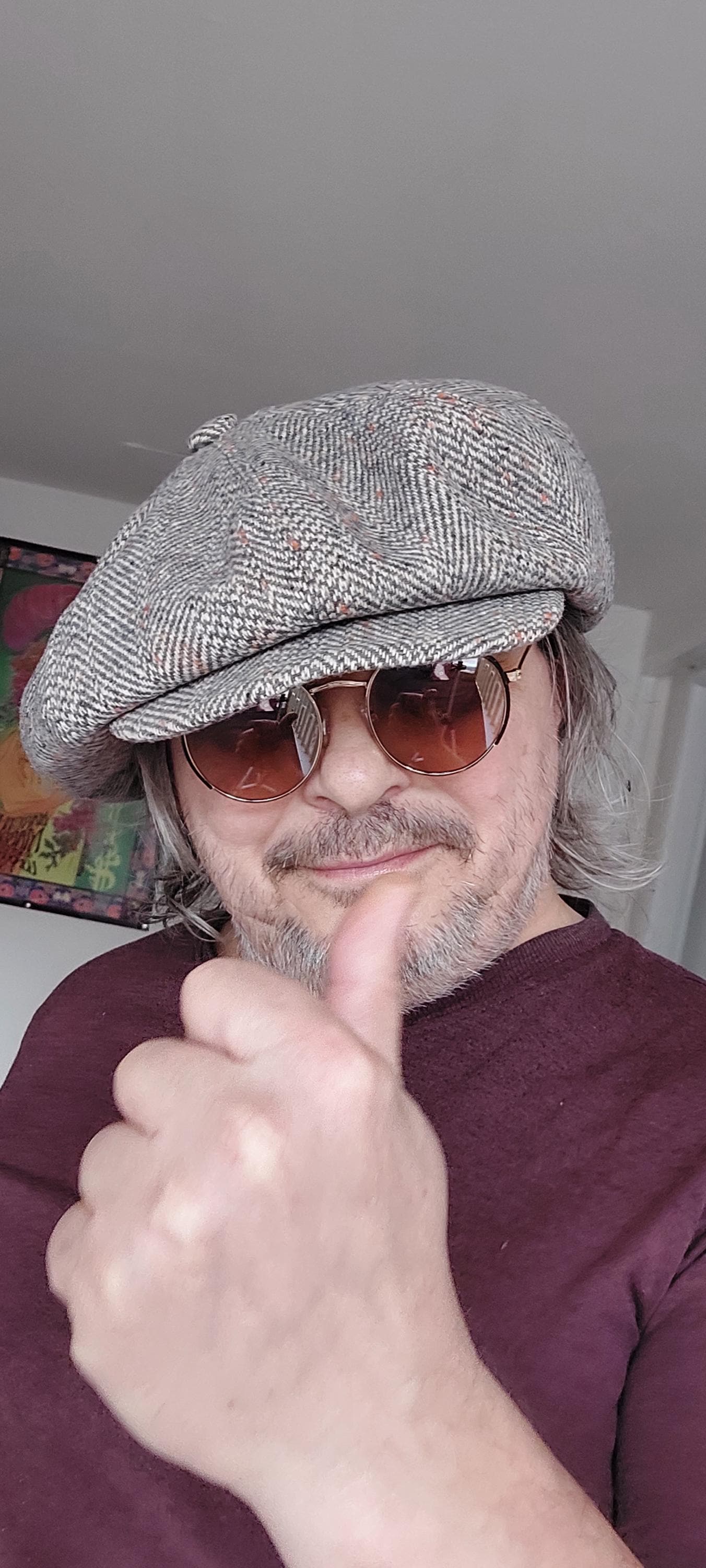 Oversized Apfelmütze Im Fischgrätmuster - Size 62 von primakcap