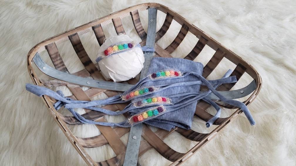 Regenbogen Raffhalter Baby Prop Neugeborenen Set Blumen Haarband von primroseandpatches