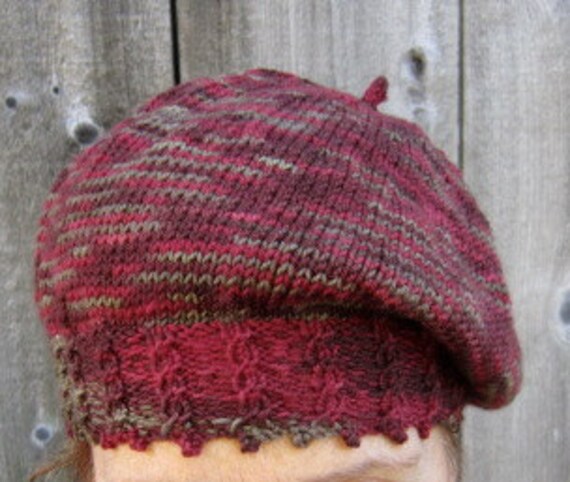 Handgestrickte Wollmütze, Rote Slouchy Mütze, Strickmütze, Weiches Wollmütze von primrosehillhandknit