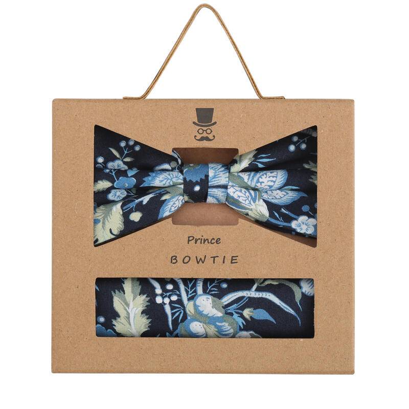prince bowtie - Set Fliege+Tuch Blumen marine - Gr. - OS von prince bowtie