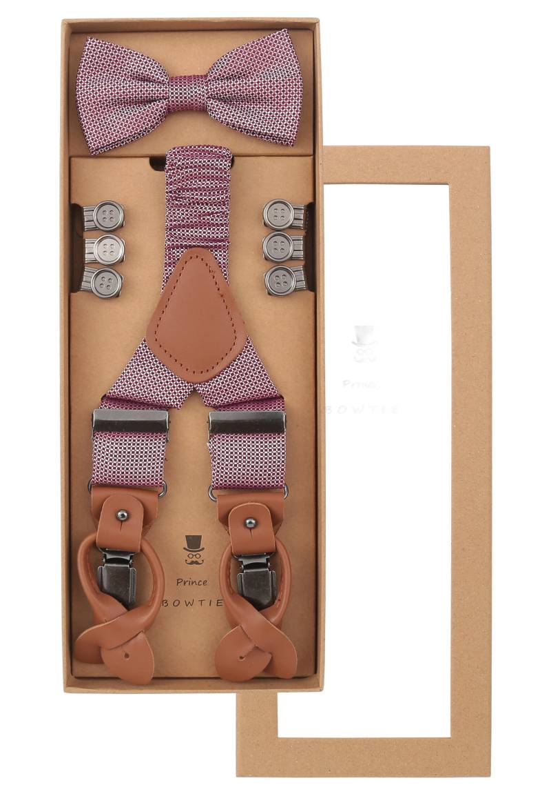 prince bowtie - Set Hosenträger+Fliege Micro bordo - Gr. - OS von prince bowtie