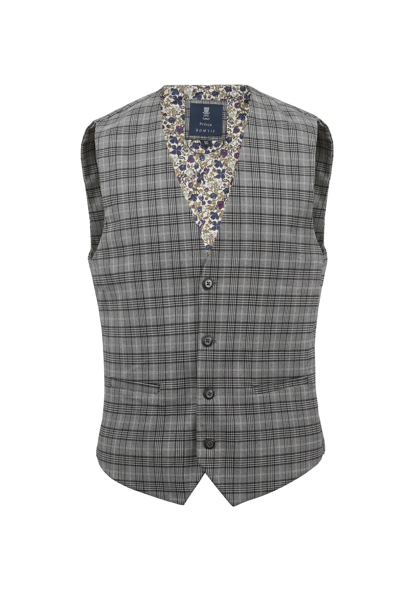 prince bowtie - Weste Karo beige - Gr. - 48 von prince bowtie