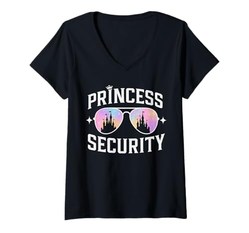 Damen Fairy Tale Princess Security Cool Castle Shades Matching T-Shirt mit V-Ausschnitt Damen Fairy Tale Princess Security Cool Castle Shades Matching T-Shirt mit V-Ausschnitt von princess security matching couple
