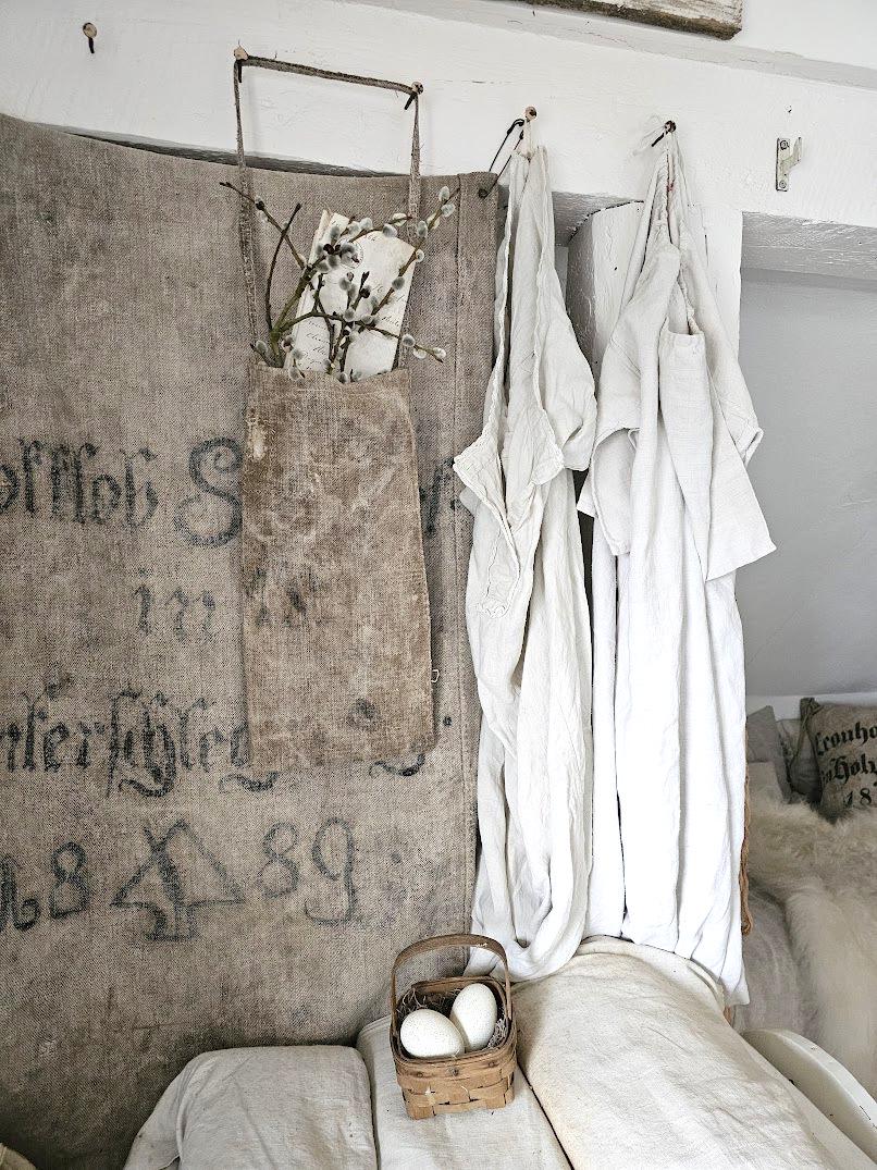 Vasentasche Hängetasche Leinentasche Dunkel 18 30386Ml Ditty-Bag Farmhouse Antique Grainsack Linenbag von princessgreeneye