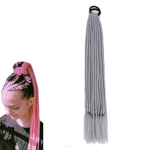 prinfantasy Dreadlocks Extensions für Frauen Männer Synthetische Dreads Handgemachtes Häkeln Flechten Haar Locs Silbergrau, BZ157 von prinfantasy