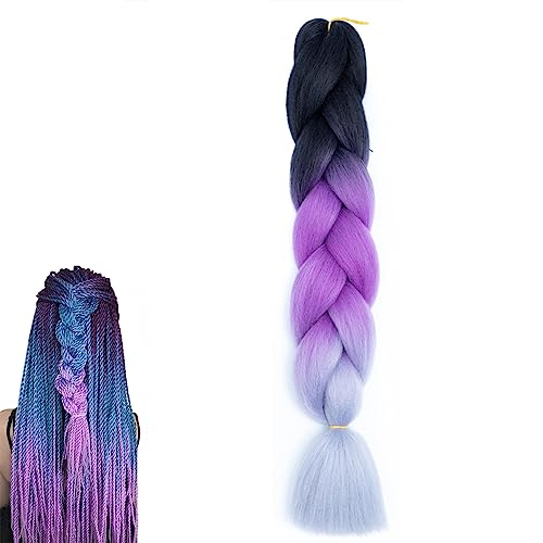 prinfantasy Dreadlocks Pferdeschwanz Lila Perücken für Damen Synthetische Perücken Hip Hop Perücken Damen Cosplay Zopf Perücken Farbverlauf Damen Perücke, BZ110 von prinfantasy