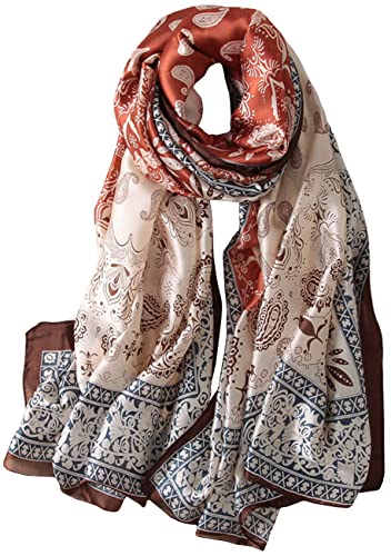 prinfantasy Halstuch Seide Tuch Damen Elegant Satin Tuch Damen Seidenschal Damen Seide Farben XXL Blumen Seidentuch Stola für Abendkleid Hochzeit Seide Schal M180060 von prinfantasy