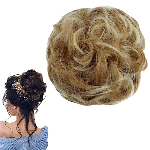 prinfantasy Große Dutt Haarteile Haargummi Haaren Haarverlängerung Ponytail Zopf Hair Bun für Damen Blond, FQ034 von prinfantasy