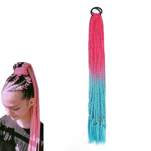 prinfantasy Haarverlängerungen Perückenteile für Mädchen Haarteile Party Multicolors Haarschmuck für Frauen Rosa Blau 24 Zoll, BZ198 von prinfantasy