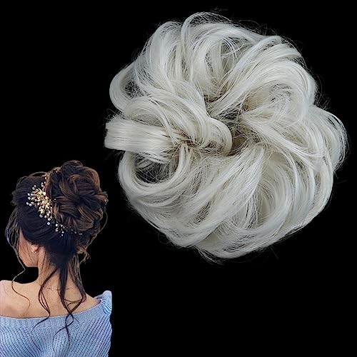 prinfantasy Hair Extensions Ponytail Haarteil Dutt Haarknoten Hochsteckfrisuren Haarverlängerung für Frauen Bleichmittel Blond, FQ039 von prinfantasy