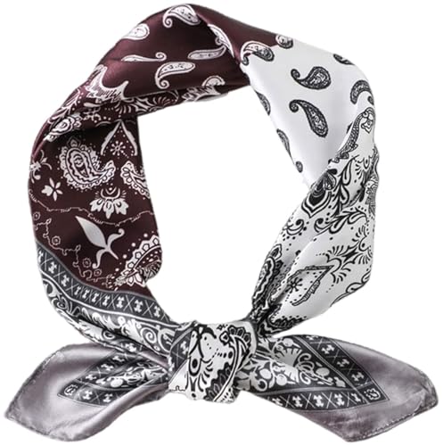 prinfantasy Seidenschal Damen Quadratischer Schal Leicht Weich Vierecktuch Bandana Kopfschmuck Halstuch Haarband, S06022 von prinfantasy