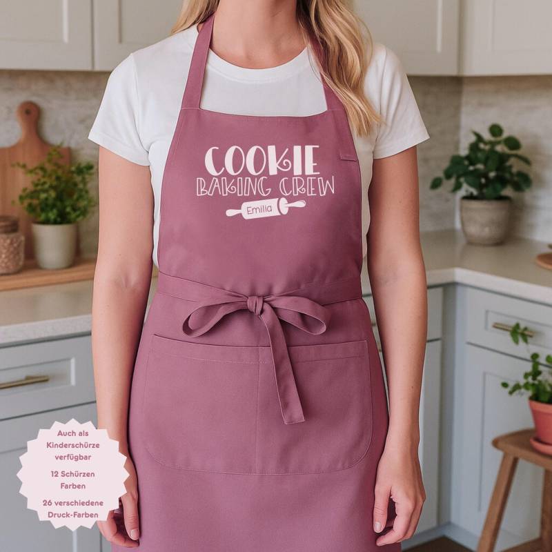 Personalisierte Backschürze „Cookie Baking Crew" Für Erwachsene & Kinder - 12 Farben von printbroidery