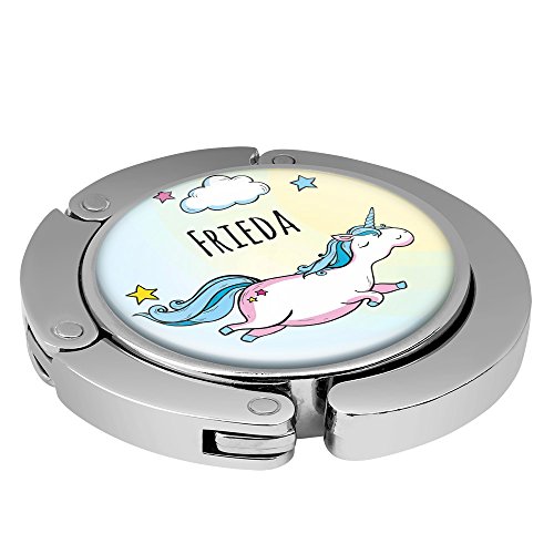 Taschenhalter Dickes Fliegendes Einhorn Personalisiert mit Namen Frieda printplanet Chrom von printplanet