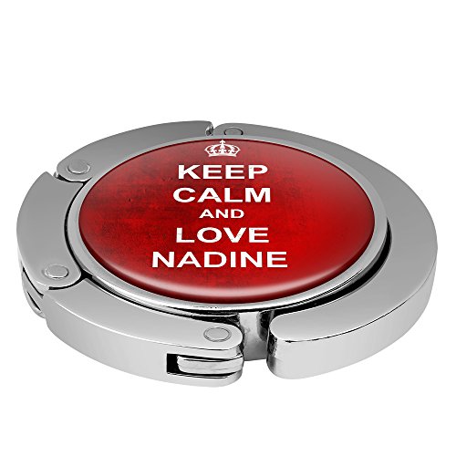 Taschenhalter Keep Calm Personalisiert mit Namen Nadine printplanet Chrom von printplanet