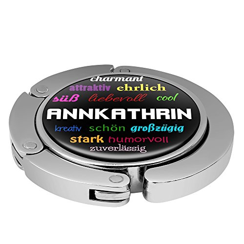Taschenhalter Positive Eigenschaften Personalisiert mit Namen Annkathrin printplanet Chrom von printplanet