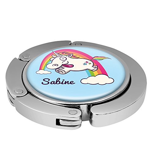 Taschenhalter Verrücktes Einhorn Personalisiert mit Namen Sabine printplanet Chrom von printplanet