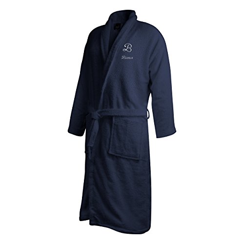 printplanet Bademantel mit Namen Bianca Bestickt - Initialien und Name als Monogramm-Stick - Blau M/L von printplanet
