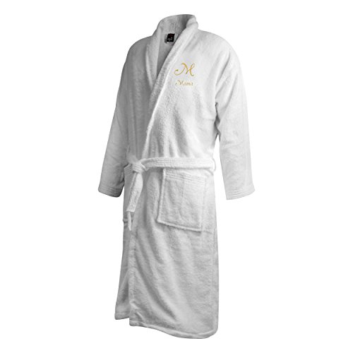 printplanet Bademantel mit Namen Mama Bestickt - Initialien und Name als Monogramm-Stick - Weiß XL/XXL von printplanet
