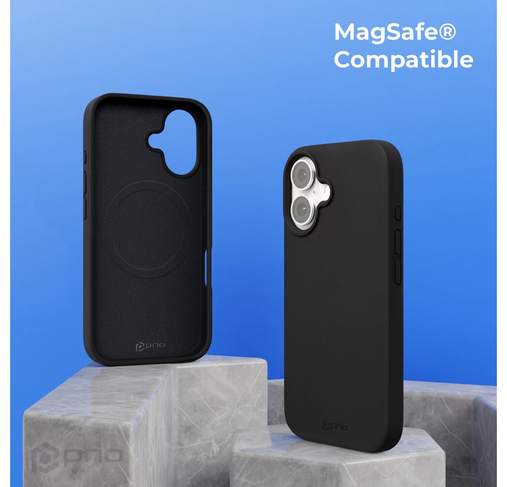 prio Handytasche prio Liquid Silicone Case MAG für iPhone 16 (6,1 Zoll) schwarz (Silikonhülle) von prio