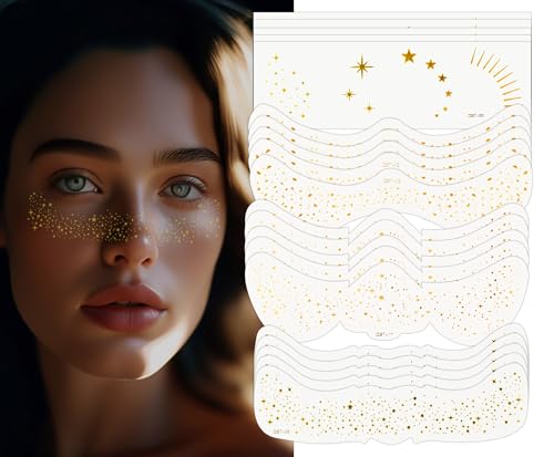 20 Stück glitzernde künstliche Sommersprossen, temporäres Gesichtstattoo für Frauen und Kinder, goldfarbenes Gesicht, glitzernde Kunstsprossen, Make-up-Patches Gesichtsschmuck für Frauen von proamate